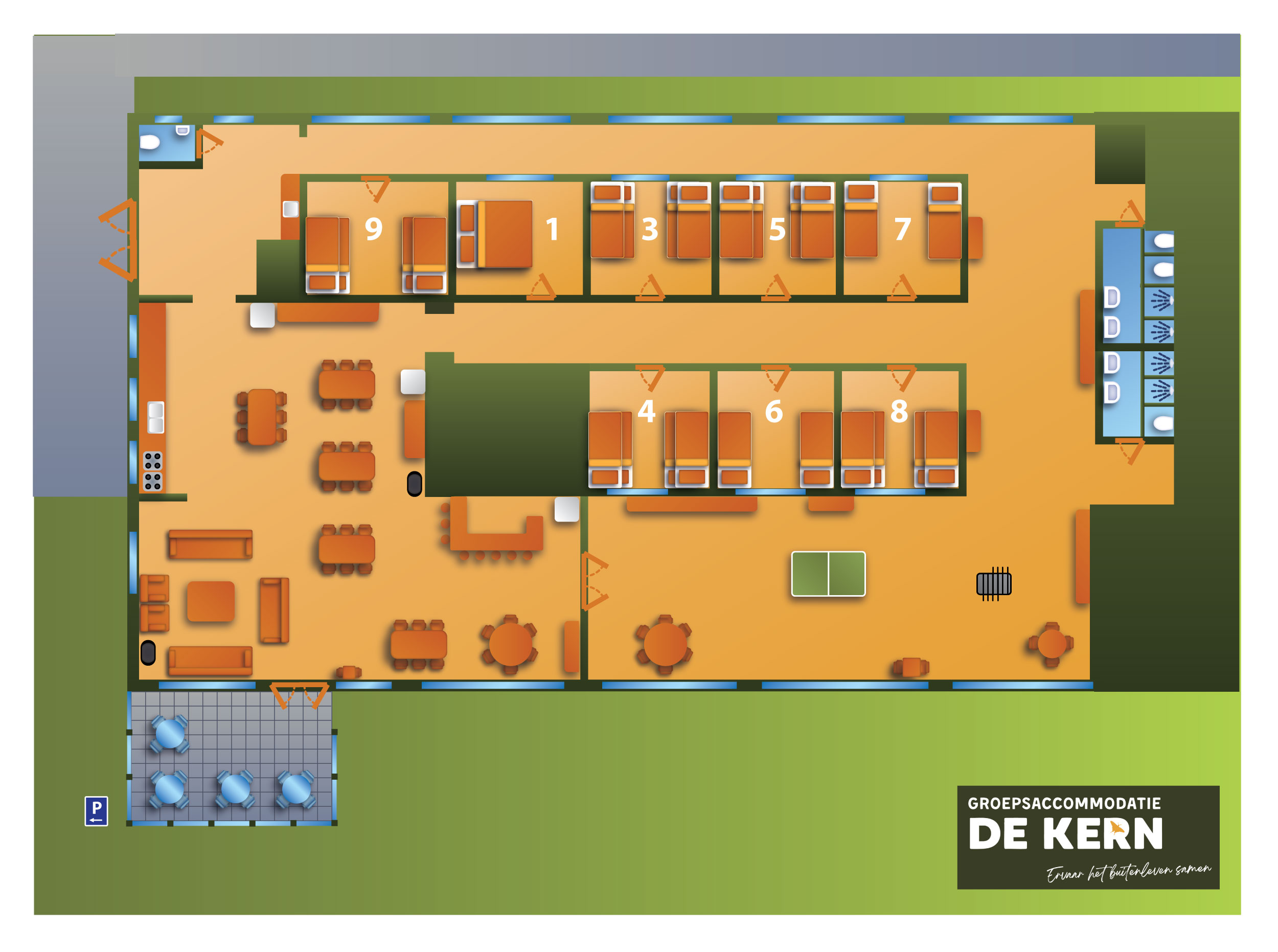 Plattegrond van Groepsaccommodatie De Kern